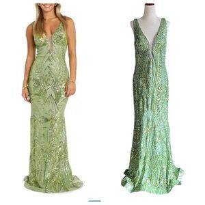 Morgan & Co Sequin Embellished Column Gown
